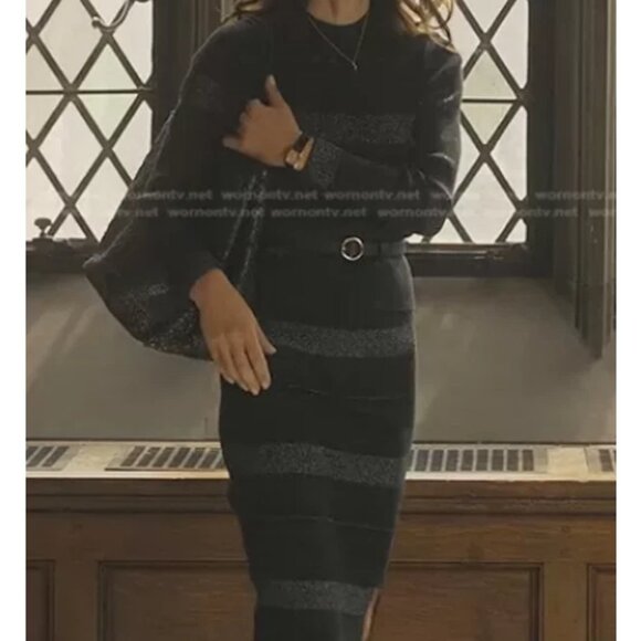 NWT House of Harlow 1960 Metallic Striped Bodycon Midi Skirt/Dress Size Large - Picture 1 of 6